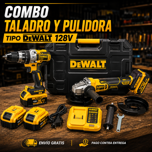 Combo Taladro Y Pulidora Tipo Dewalt 128v